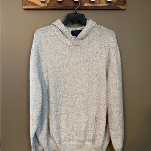 Men’s Even Tide Hooded Pullover Sweater with Ribbed Hem - White/Grey